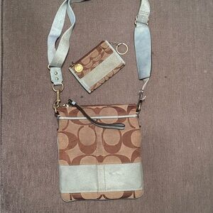Coach Signature Messenger Crossbody Canvas Bag Small and mini wallet